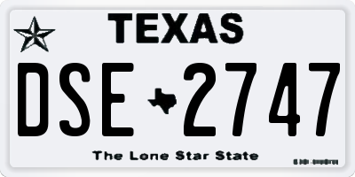 TX license plate DSE2747