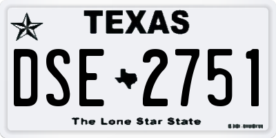 TX license plate DSE2751