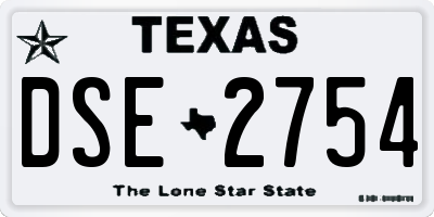 TX license plate DSE2754