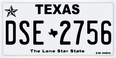 TX license plate DSE2756