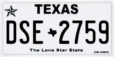 TX license plate DSE2759