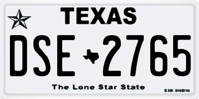 TX license plate DSE2765