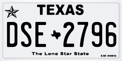 TX license plate DSE2796