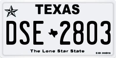 TX license plate DSE2803