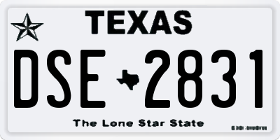 TX license plate DSE2831