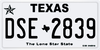 TX license plate DSE2839