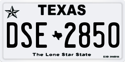 TX license plate DSE2850
