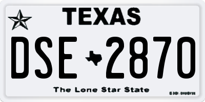 TX license plate DSE2870