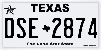 TX license plate DSE2874