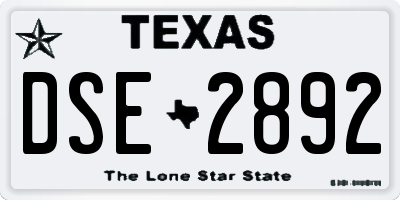 TX license plate DSE2892
