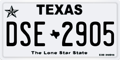TX license plate DSE2905