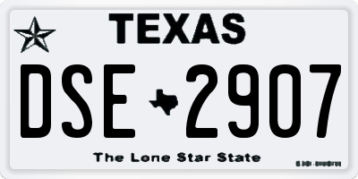 TX license plate DSE2907