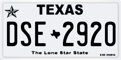 TX license plate DSE2920