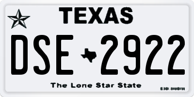 TX license plate DSE2922