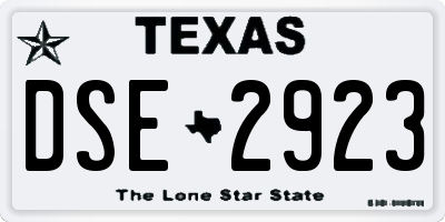 TX license plate DSE2923