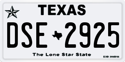 TX license plate DSE2925