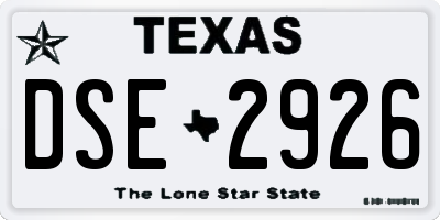 TX license plate DSE2926