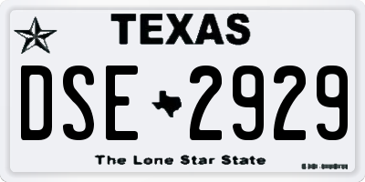 TX license plate DSE2929