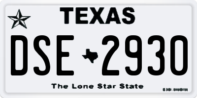 TX license plate DSE2930