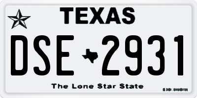 TX license plate DSE2931
