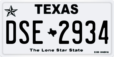 TX license plate DSE2934