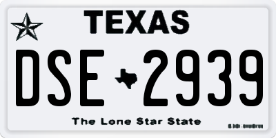 TX license plate DSE2939