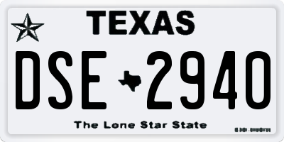 TX license plate DSE2940