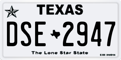 TX license plate DSE2947