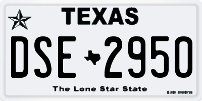 TX license plate DSE2950