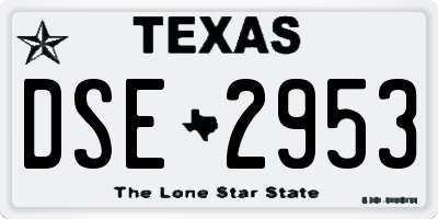 TX license plate DSE2953