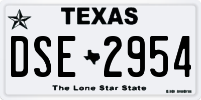 TX license plate DSE2954