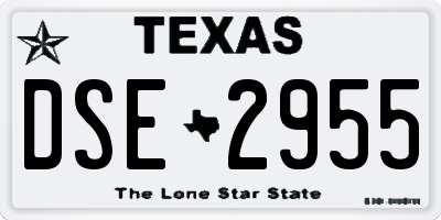 TX license plate DSE2955