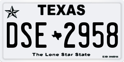 TX license plate DSE2958