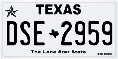 TX license plate DSE2959