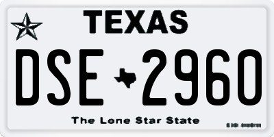 TX license plate DSE2960