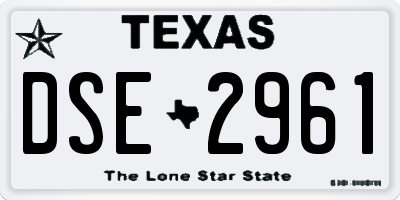 TX license plate DSE2961