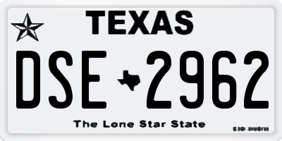 TX license plate DSE2962