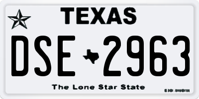 TX license plate DSE2963