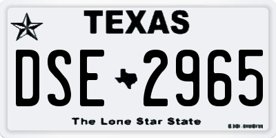 TX license plate DSE2965