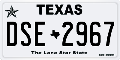 TX license plate DSE2967
