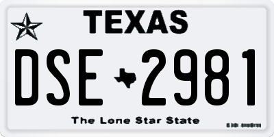 TX license plate DSE2981