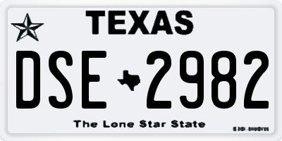 TX license plate DSE2982
