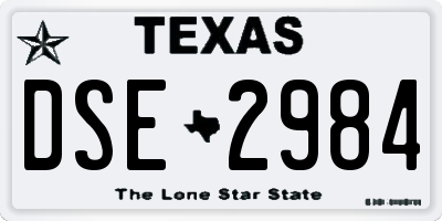 TX license plate DSE2984