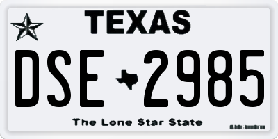 TX license plate DSE2985