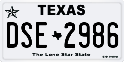 TX license plate DSE2986