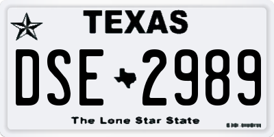 TX license plate DSE2989