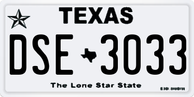 TX license plate DSE3033