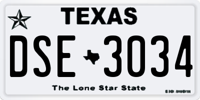 TX license plate DSE3034