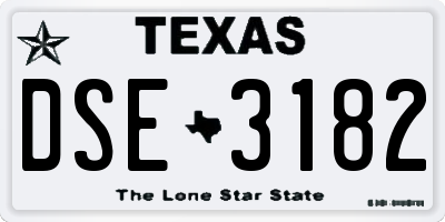 TX license plate DSE3182