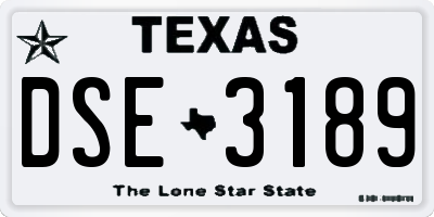 TX license plate DSE3189